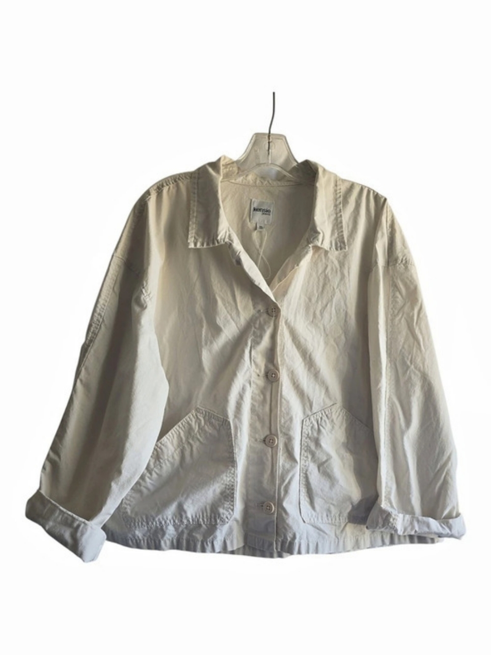 Kensie Jeans Utility Jacket in Cream With Pockets